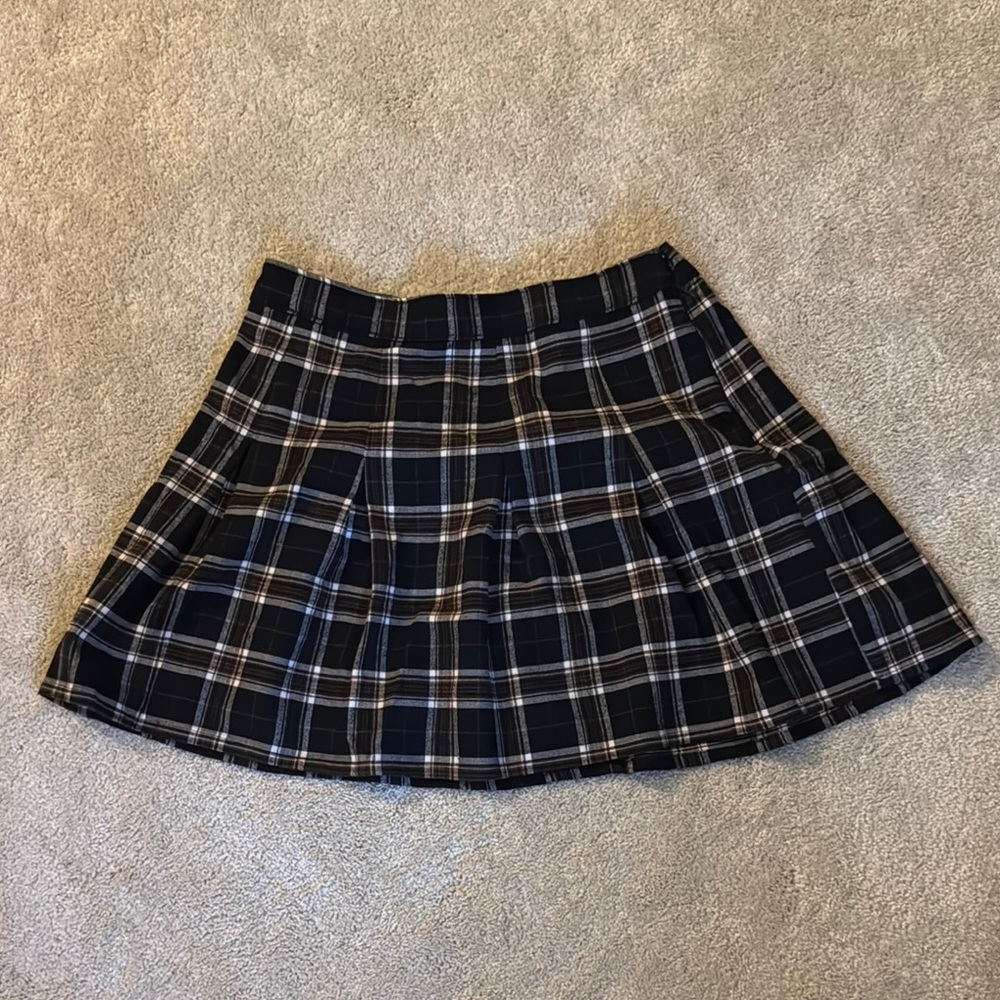 Plaid Navy and White Women's Skirt
